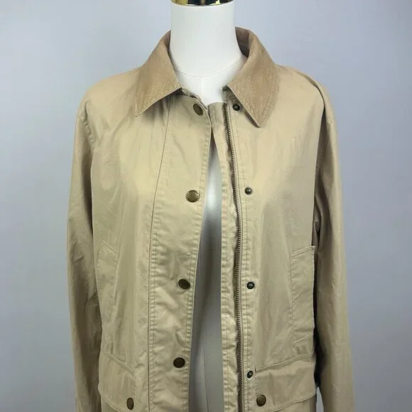 Ralph Lauren Beige Cotton Twill Cord Collar Chore Barn Utility Jacket - L - Picture 14 of 16